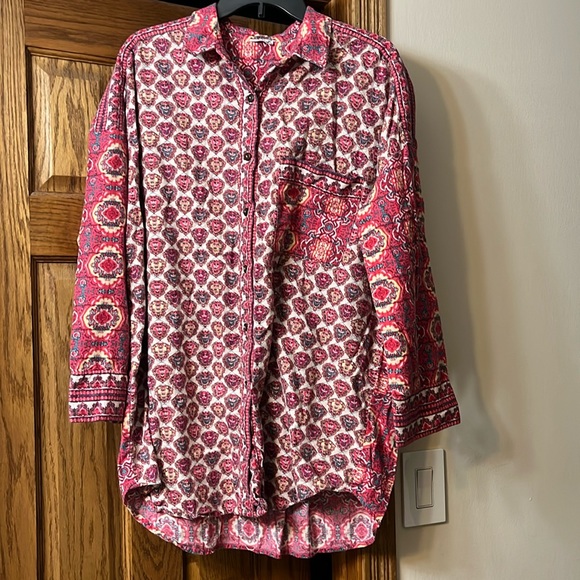 Free People Button Down Top Oversized Small - Picture 1 of 5